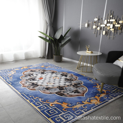 Sala de estar com tapete simples chinês de veludo cristalino